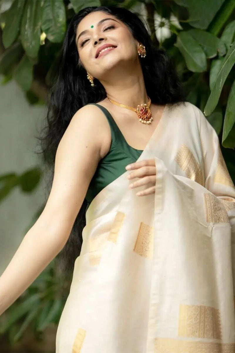 Pretty Beige Soft Silk Saree With Surpassing Blouse Piece