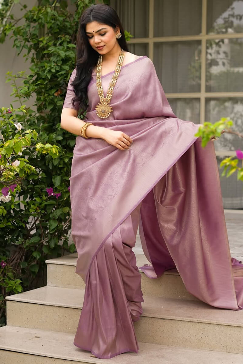 Majesty Lavender Soft Silk Saree With Splendorous Blouse Piece