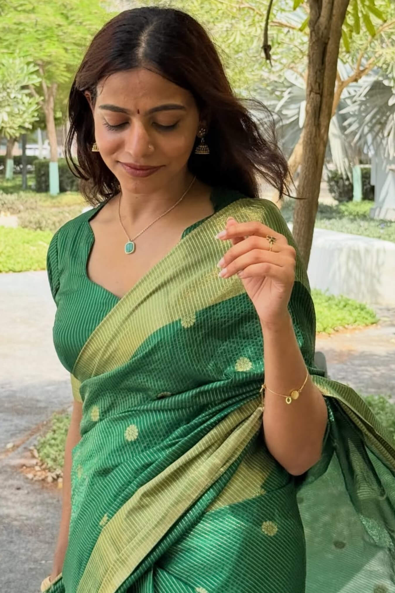Exuberant Green Soft Silk Saree With Elision Blouse Piece