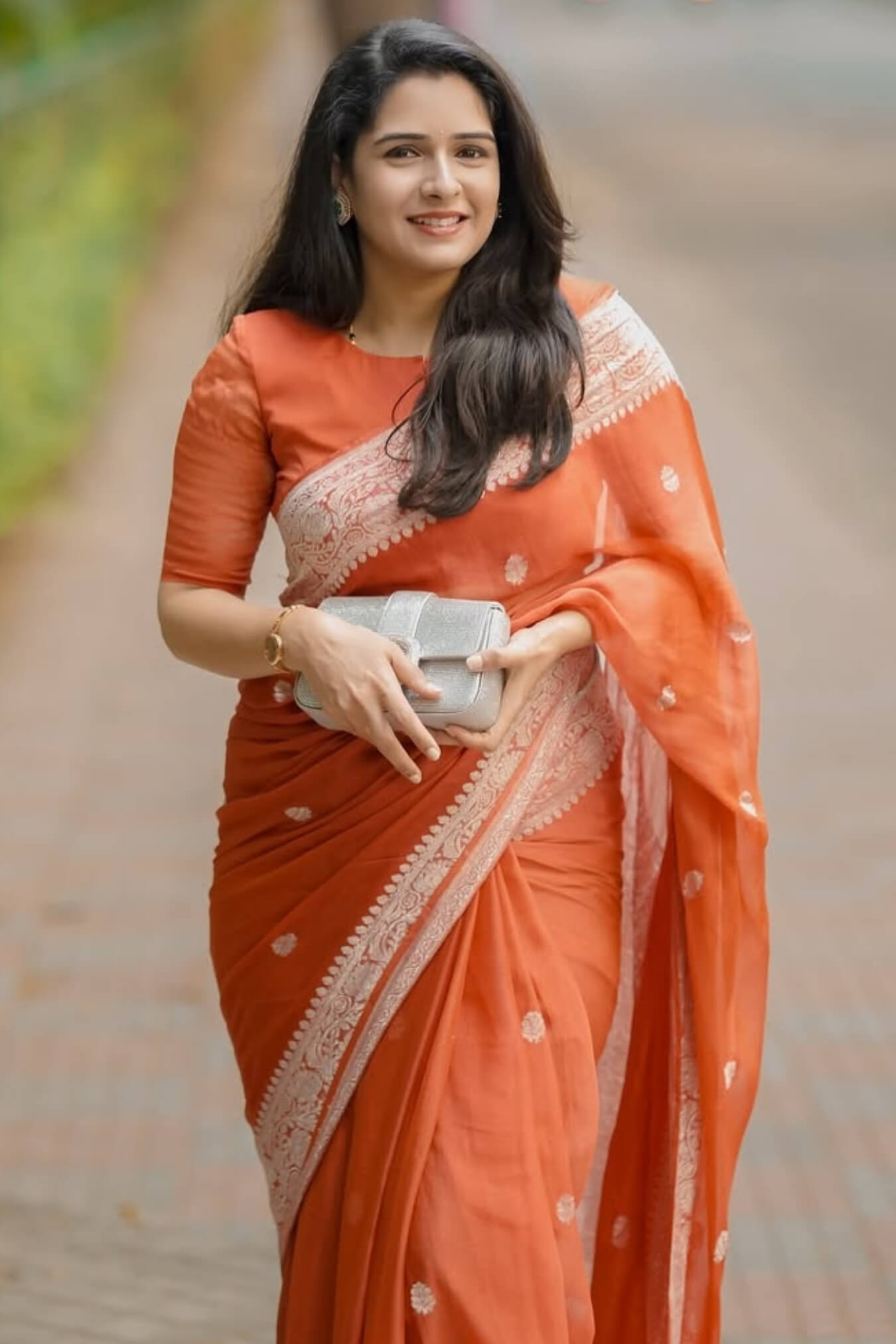Felicitous Orange Cotton Silk Saree With Proficient Blouse Piece
