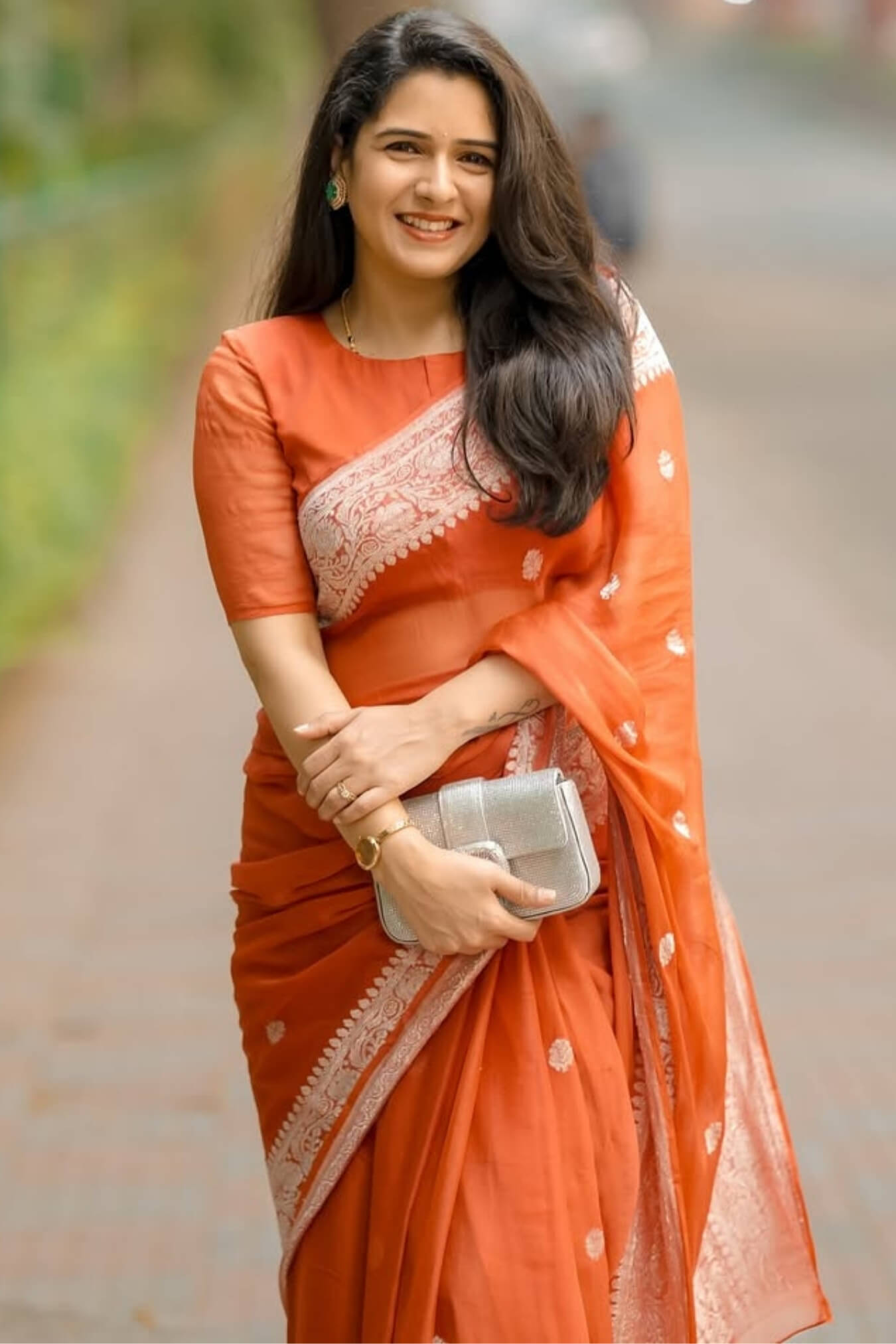 Felicitous Orange Cotton Silk Saree With Proficient Blouse Piece