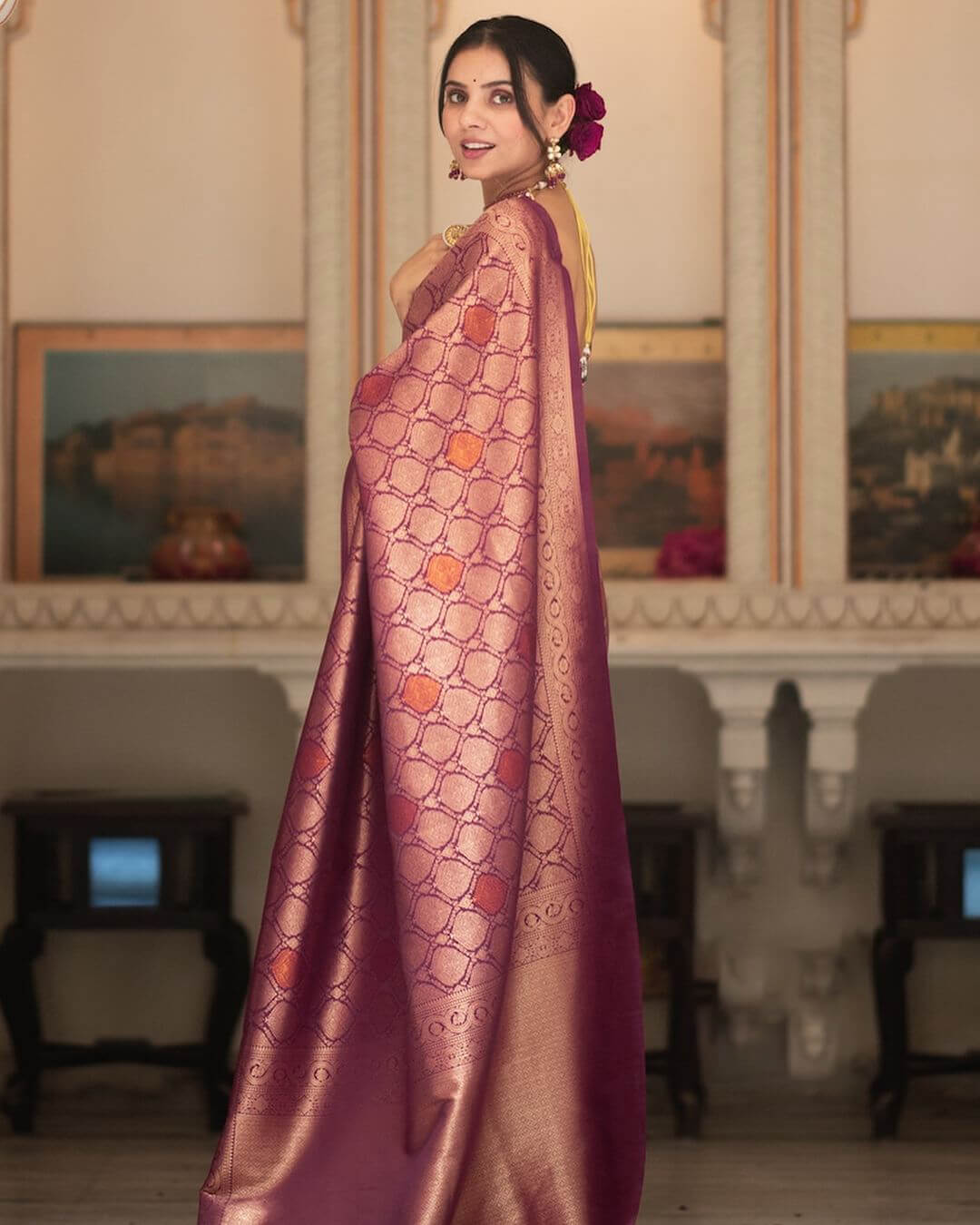 Pretty Purple Soft Silk Saree With Energetic Blouse Piece