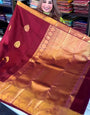 Inimitable Wine Soft Banarasi Silk Saree With Evocative Blouse Piece