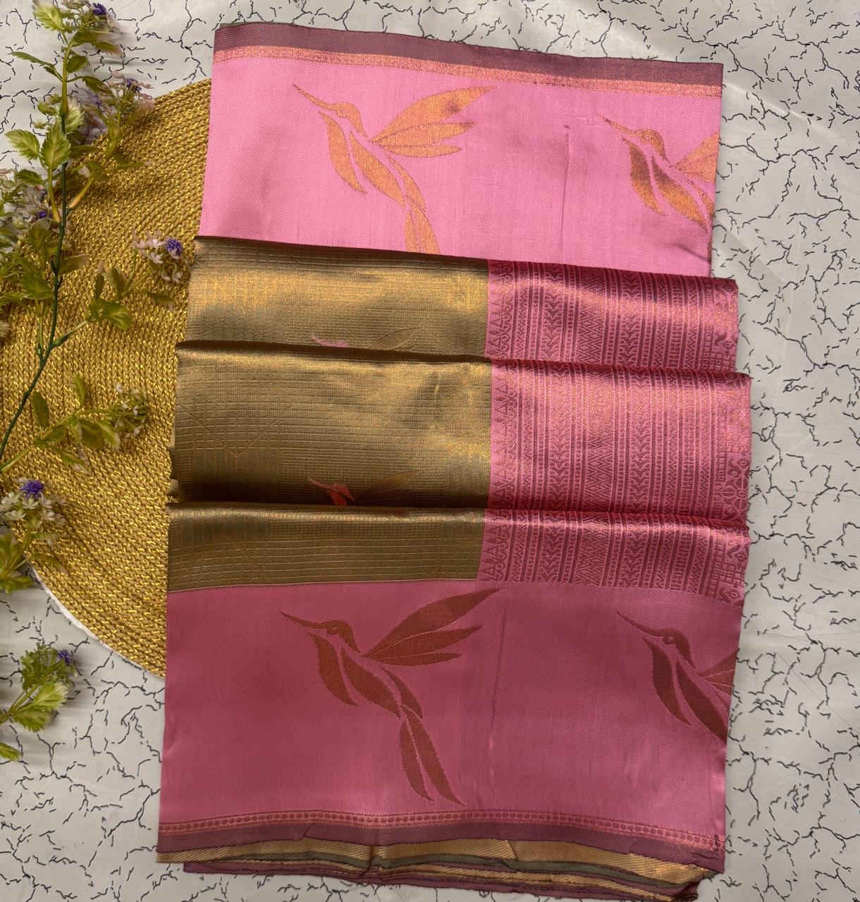 Glorious Beige Soft Banarasi Silk Saree With Pleasant Blouse Piece