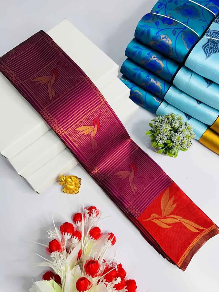 Pulsating Purple Soft Banarasi Silk Saree With Bucolic Blouse Piece