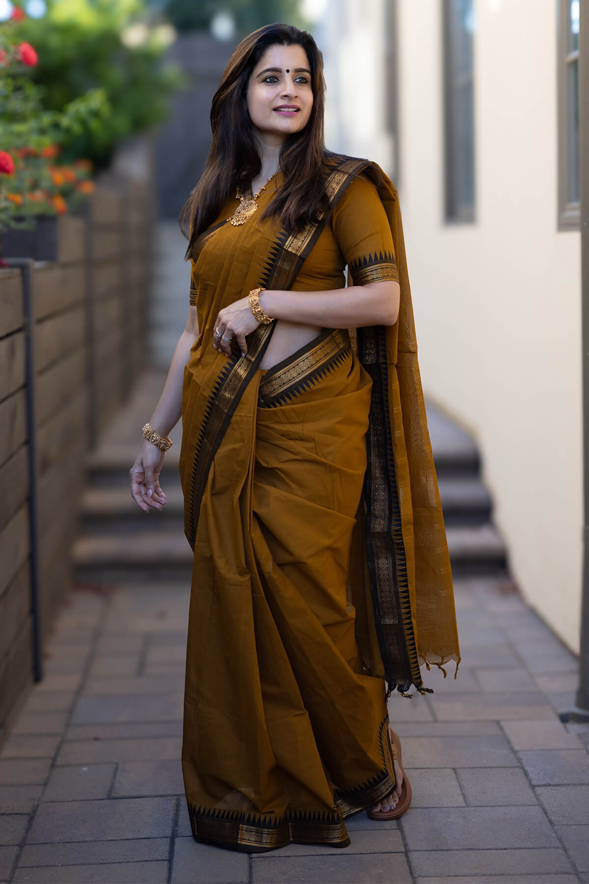 Ephemeral Mustard Cotton Silk Saree With Intricate Blouse Piece