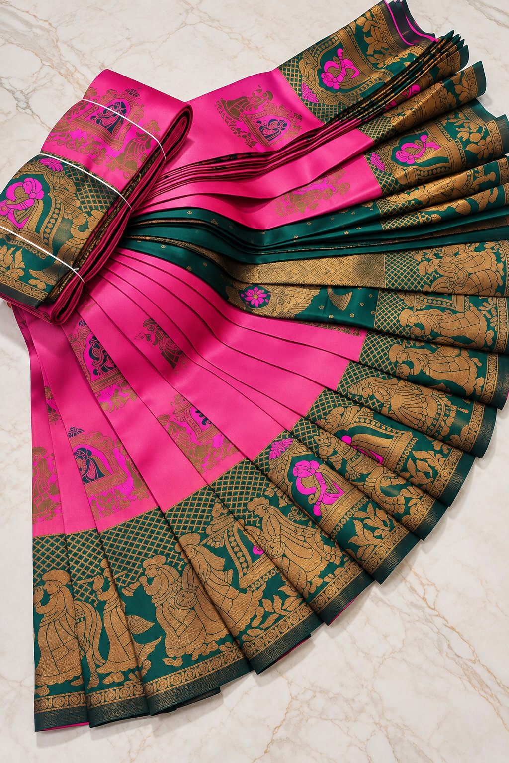 Staggering Dark Pink Pure Banarasi Silk Saree With Groovy Blouse Piece