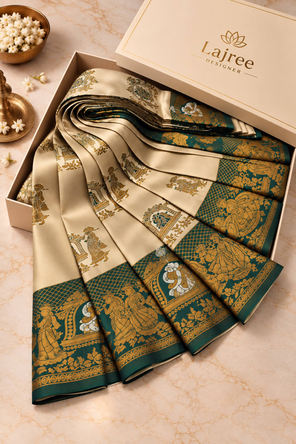 Sonorous Pista Pure Banarasi Silk Saree With Scrumptious Blouse Piece