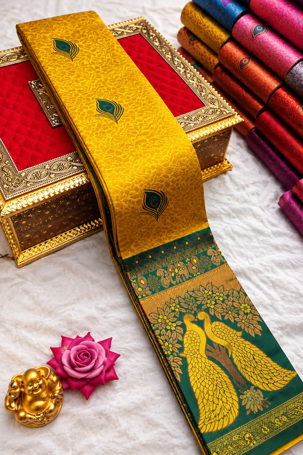 Profuse Mustard Pure Banarasi Silk Saree With Ailurophile Blouse Piece