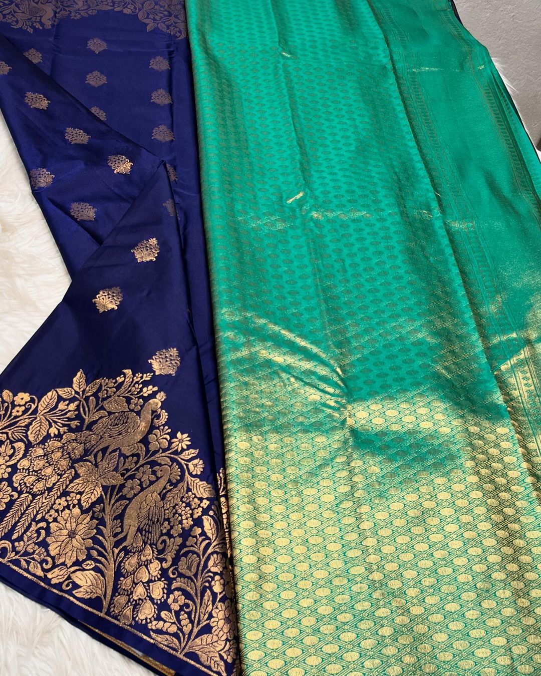 Desiring Navy Blue Soft Banarasi Silk Saree With Invaluable Blouse Piece