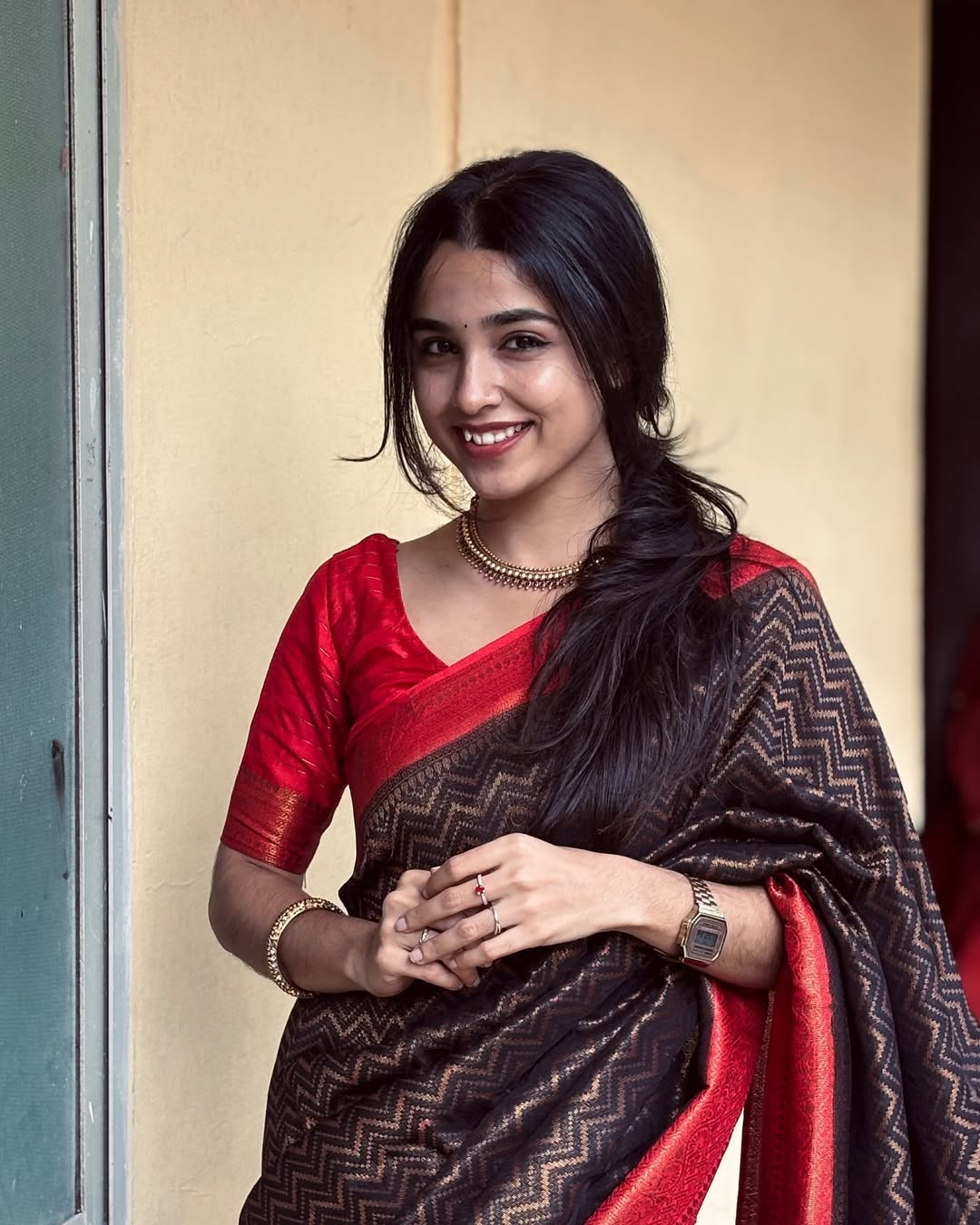 Gossamer Black Soft Silk Saree With Demure Blouse Piece