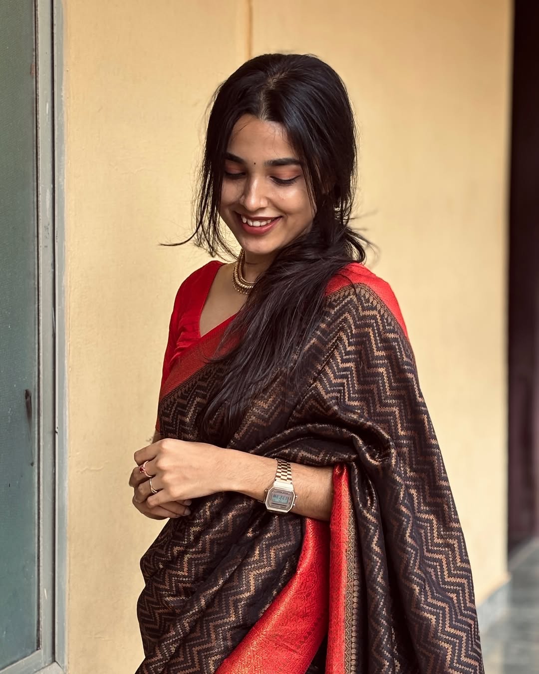 Gossamer Black Soft Silk Saree With Demure Blouse Piece