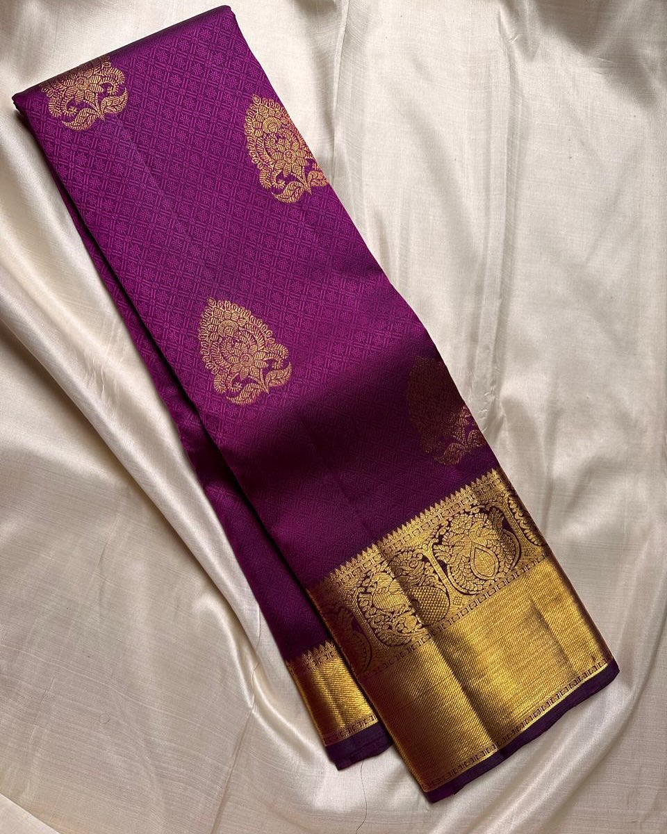 Transcendent Purple Soft Banarasi Silk Saree With Beguiling Blouse Piece
