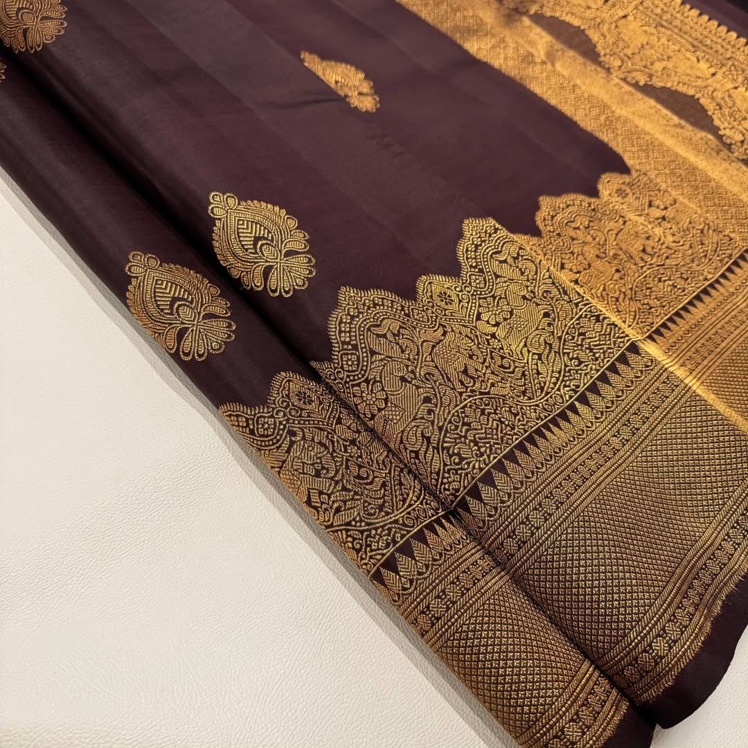 Ravishing Brown Soft Banarasi Silk Saree With Delightful Blouse Piece