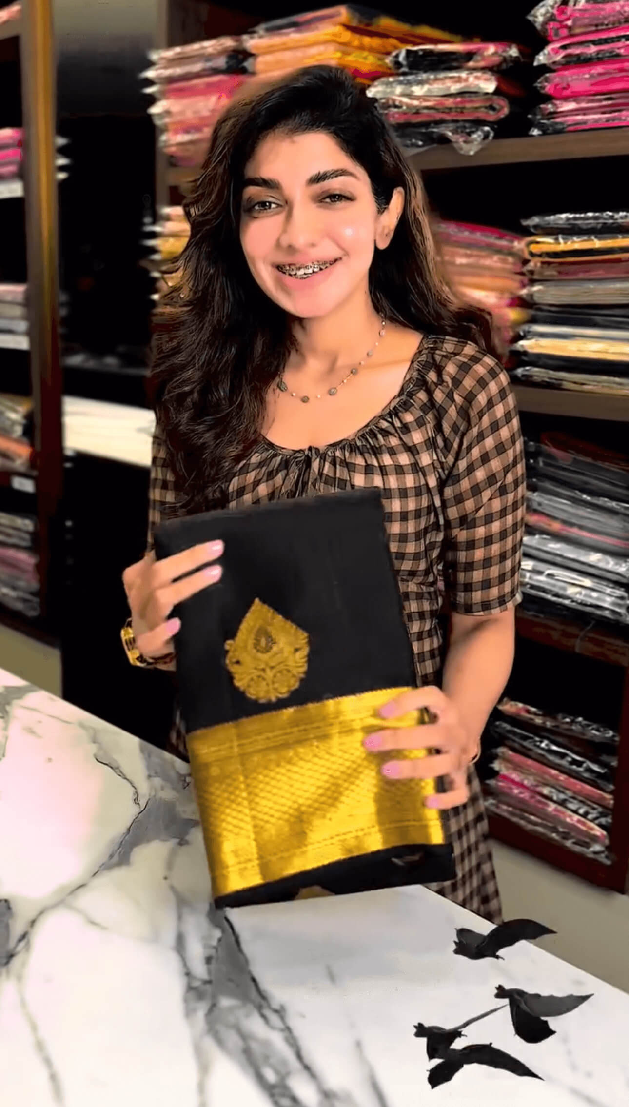 Beautiful Black Soft Banarasi Silk Saree With Snazzy Blouse Piece