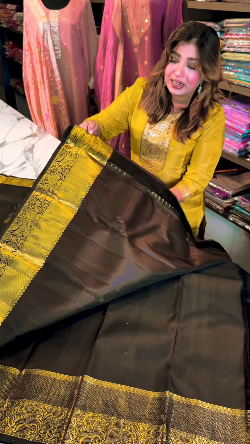Lassitude Black Soft Banarasi Silk Saree With Glowing Blouse Piece