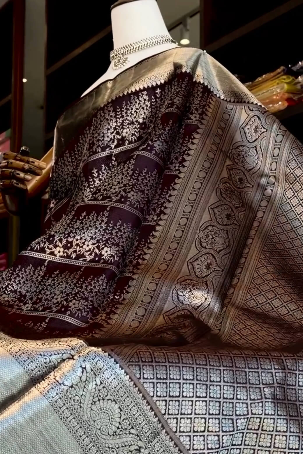 Epiphany Wine Soft Banarasi Silk Saree With Devastating Blouse Piece