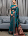 Preferable Rama Soft Silk Saree With Captivating Blouse Piece