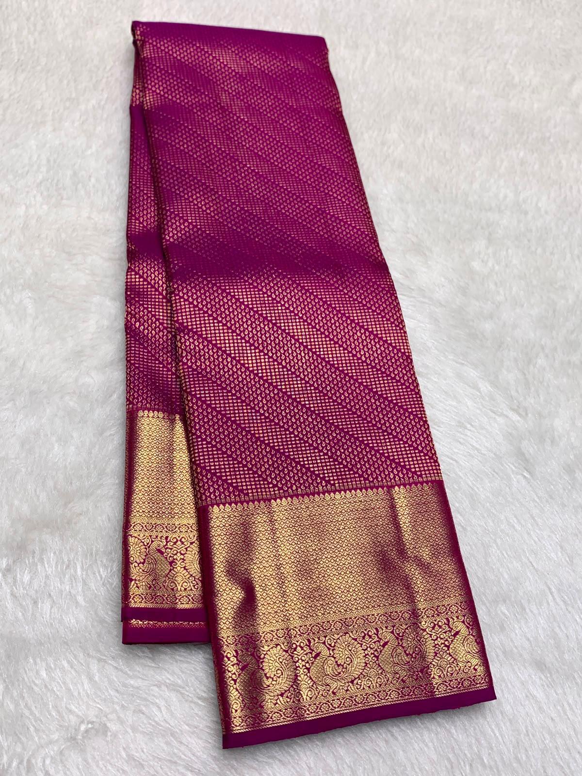 Glowing Dark Pink Pure Banarasi Silk Saree With Quintessential Blouse Piece