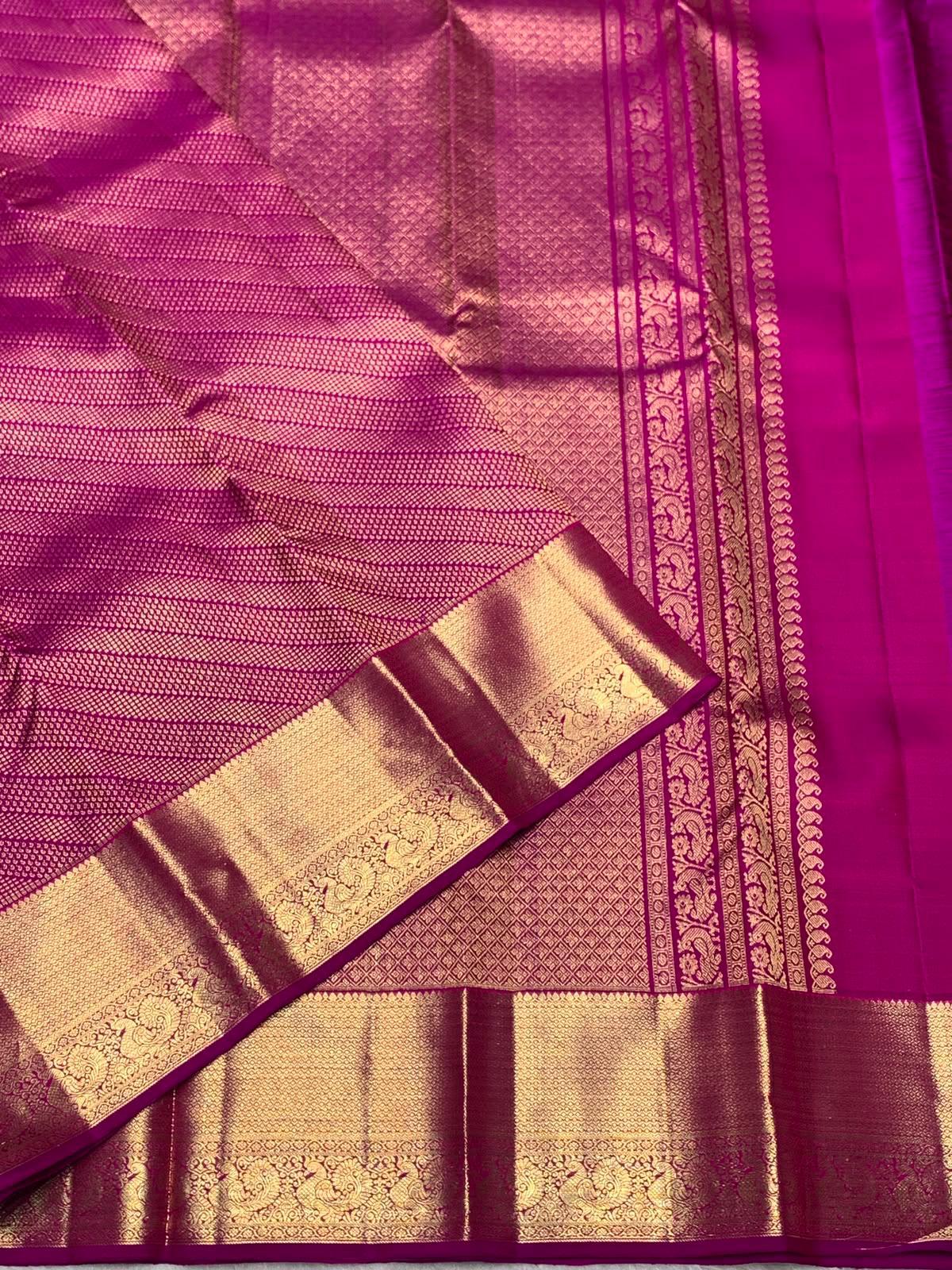 Glowing Dark Pink Pure Banarasi Silk Saree With Quintessential Blouse Piece