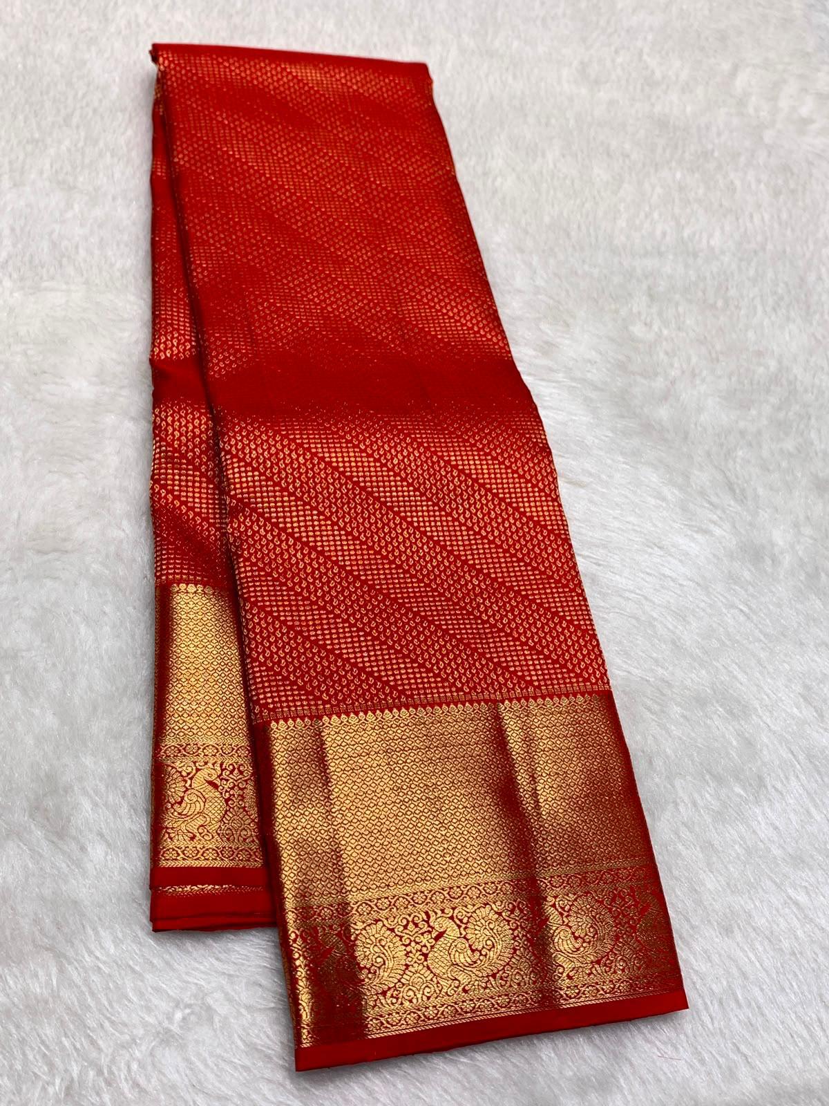 Bucolic Red Pure Banarasi Silk Saree With Alluring Blouse Piece