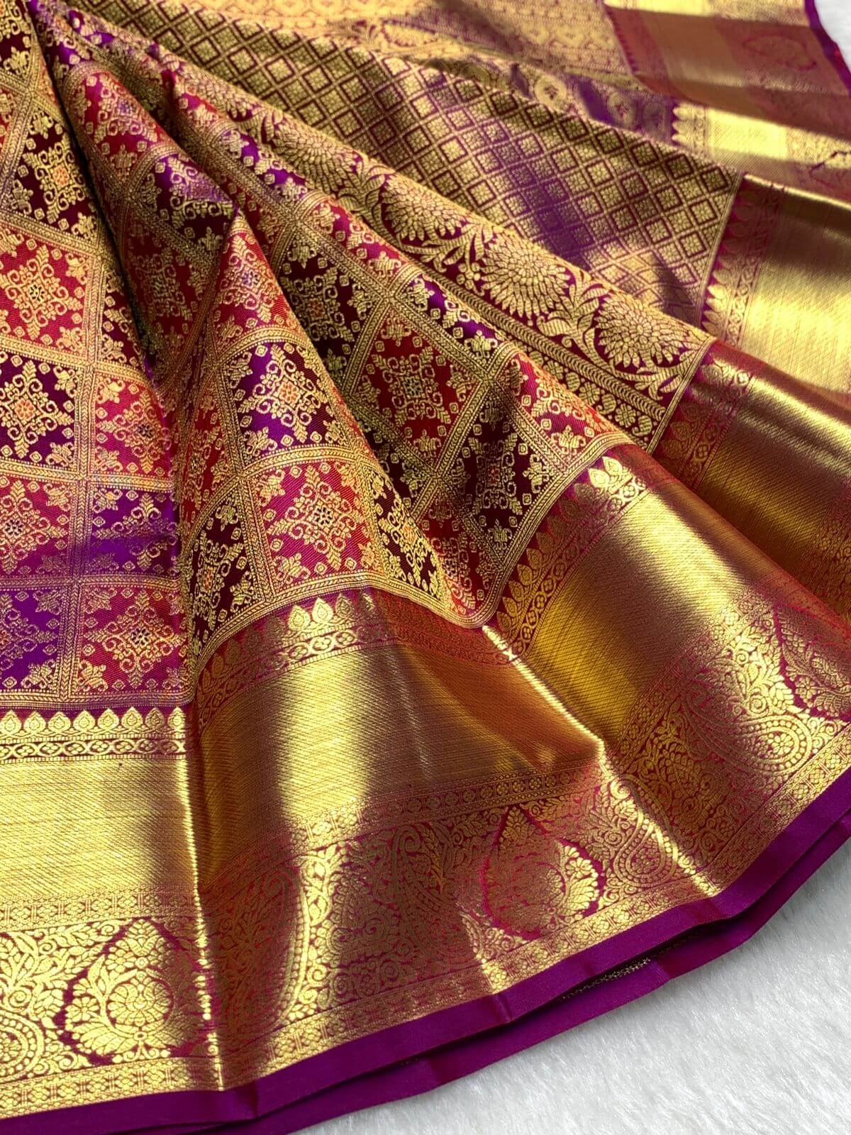 Stunning Purple Pure Banarasi Silk Saree With Evocative Blouse Piece