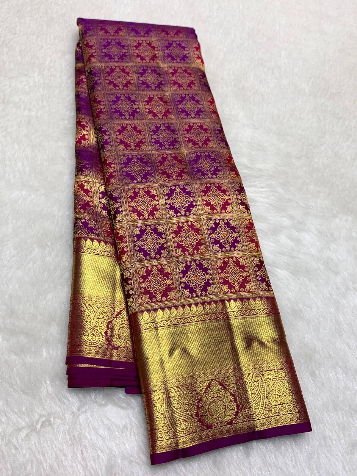 Stunning Purple Pure Banarasi Silk Saree With Evocative Blouse Piece