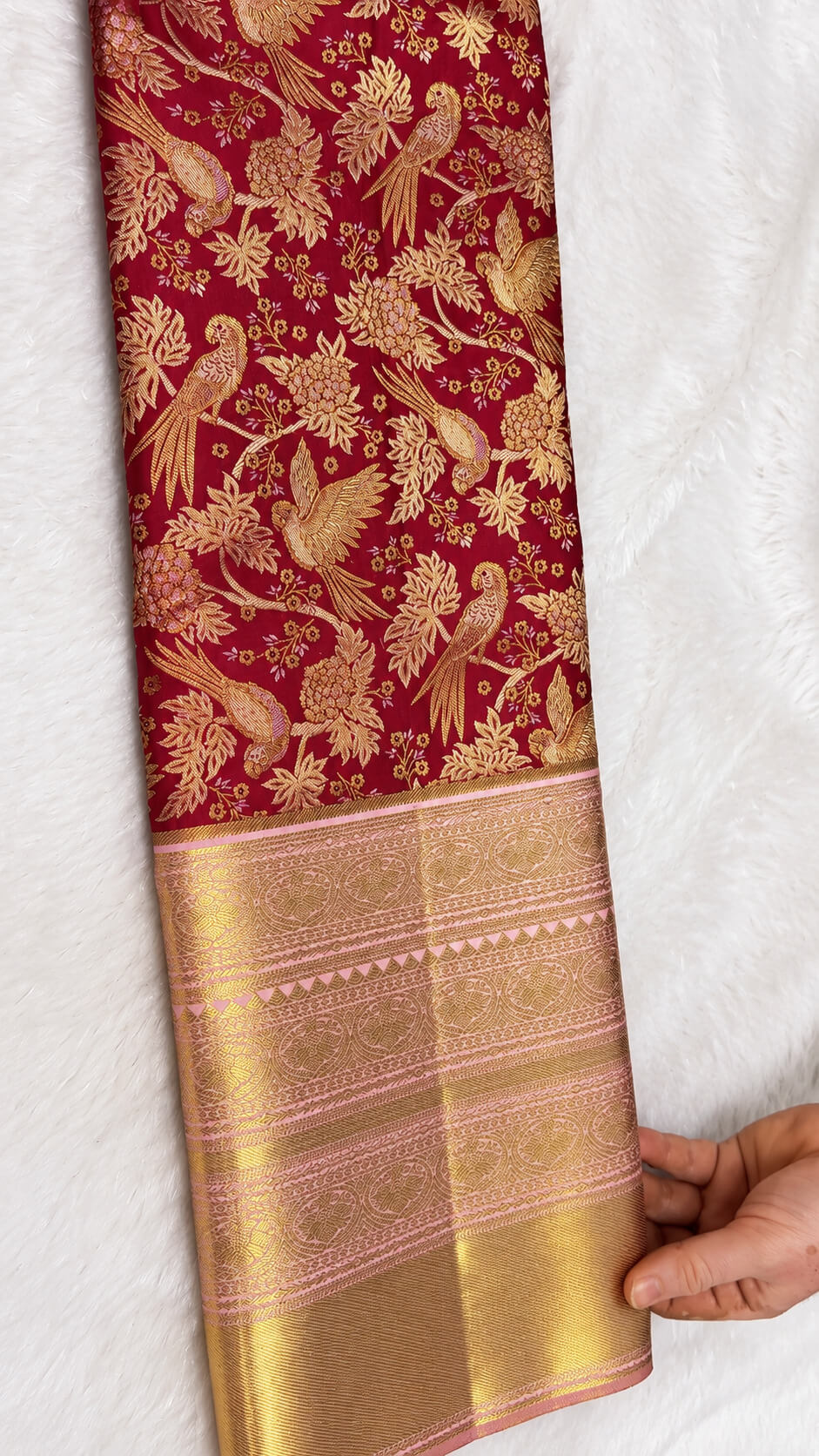 Aplomb Red Pure Banarasi Silk Saree With Ratatouille Blouse Piece