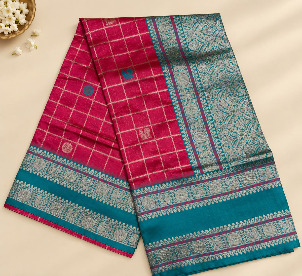 Quixotic Dark Pink Pure Banarasi Silk Saree With Enchanting Blouse Piece