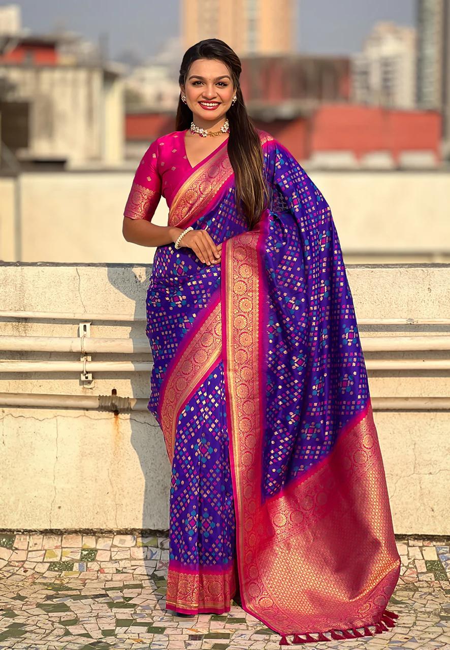 Posh Royal Purple Soft Silk Saree With Demesne Blouse Piece