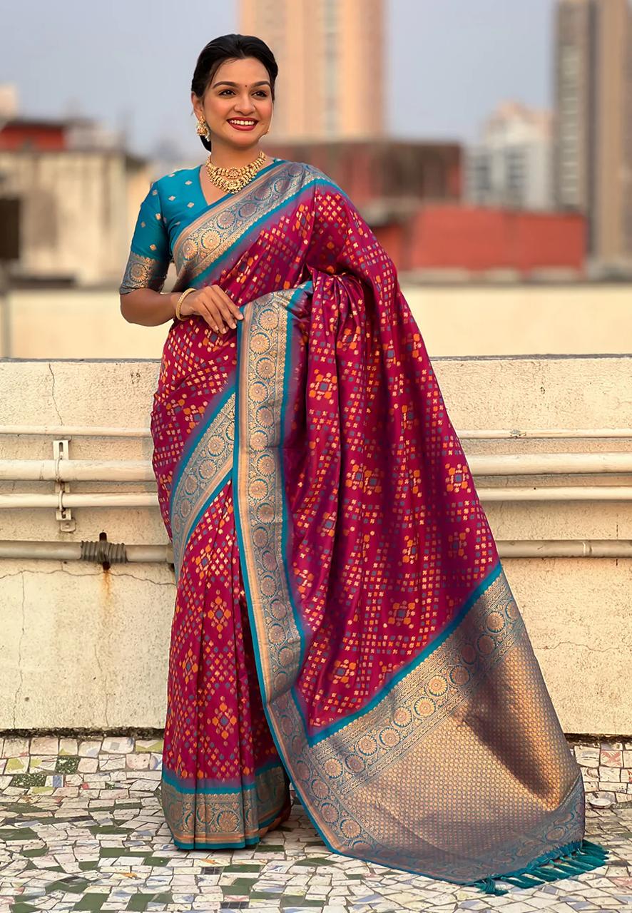 Pulsating Wine Soft Silk Saree With Luxuriant Blouse Piece