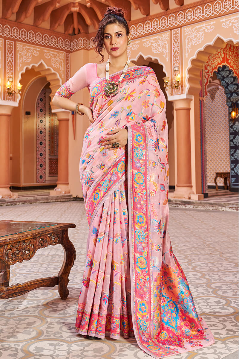 Outstanding Peach Soft Silk Saree With Intricate Blouse Piece –  LajreeDesigner