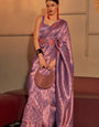 Gorgeous Light Pink Kanjivaram Silk Saree With Capricious Blouse Piece