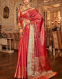 Designer Red Kanjivaram Silk Saree With Arresting Blouse Piece
