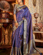 Opulent Blue Kanjivaram Silk Saree With Blissful Blouse Piece