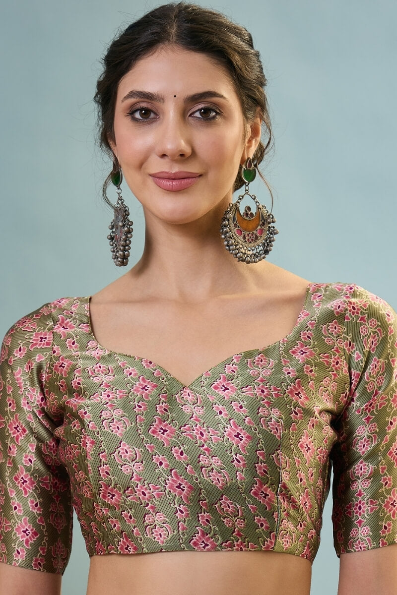 Stunning Purple Ajrakh Printed Semi Modal Silk Saree With Aplomb Blouse Piece