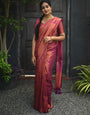Nemesis Dark Pink Soft Silk Saree With Ailurophile Blouse Piece