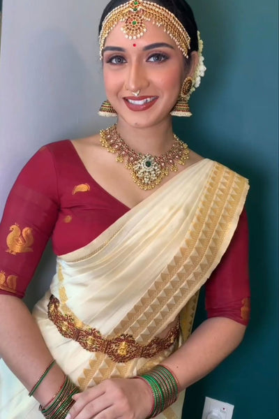 Embrocation Off White Soft Silk Saree With Angelic Blouse Piece