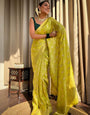 Enchanting Yellow Soft Silk Saree With Fantabulous Blouse Piece