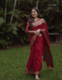Amazing Maroon Soft Silk Saree With Rhapsody Blouse Piece
