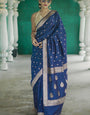 Vivacious Blue Linen Silk Saree With Captivating Blouse Piece