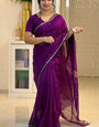 Prettiest Purple Cotton Silk Saree With Glorious Blouse Piece
