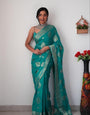 Trendy 1-Minute Ready To Wear Sea Green Soft Silk Saree