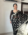 Most Stunning 1-Minute Ready To Wear Black Cotton Silk Saree