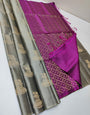 Innovative Grey Soft Silk Saree With Amazing Blouse Piece