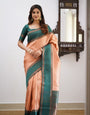 Prominent Peach Soft Silk Saree With Delightful Blouse Piece