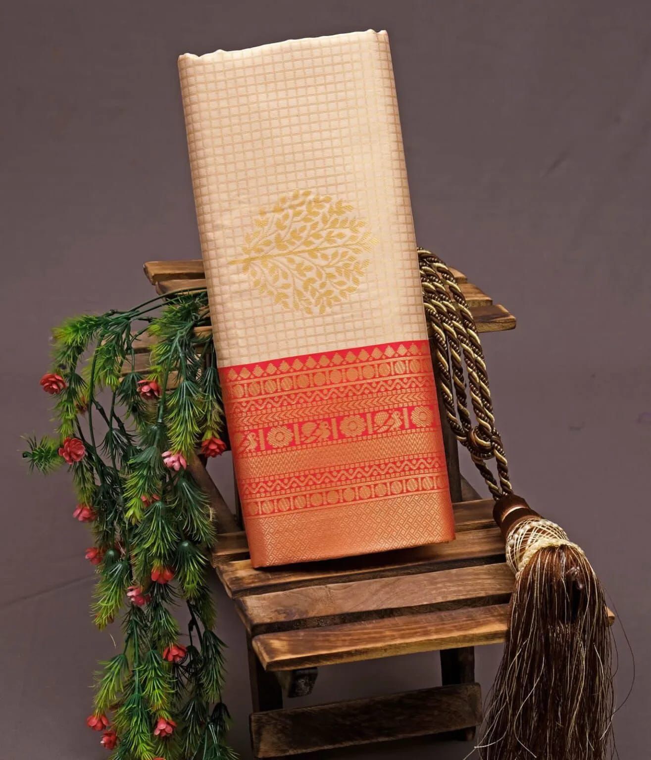 Scintilla Beige Soft Silk Saree With Exuberant Blouse Piece