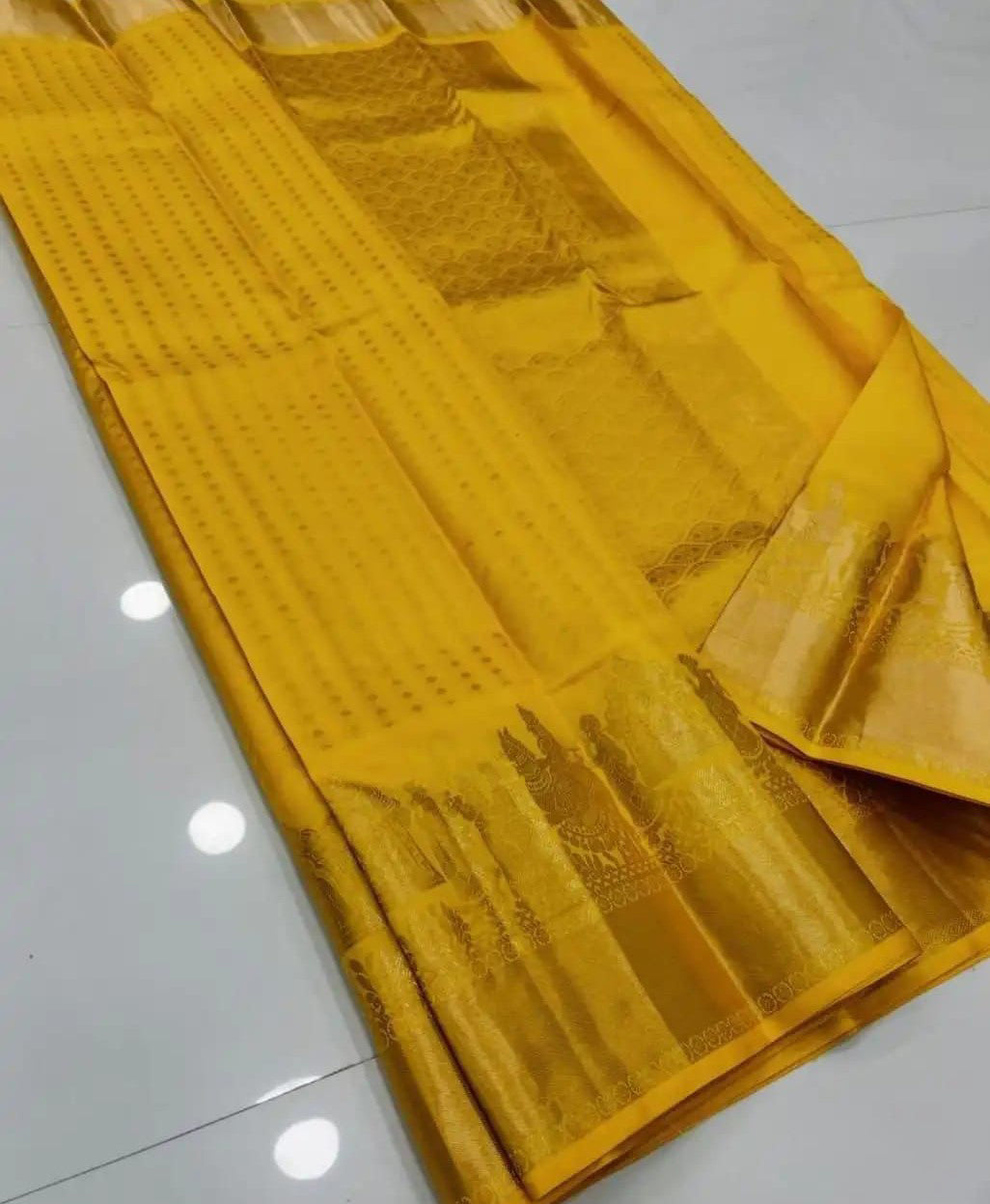 Smart Yellow Soft Silk Saree With Cynosure Blouse Piece