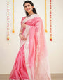 Confounding Pink Cotton Silk Saree With Splendorous Blouse Piece