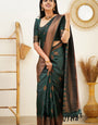 Invaluable Dark Green Soft Silk Saree With Desiring Blouse Piece
